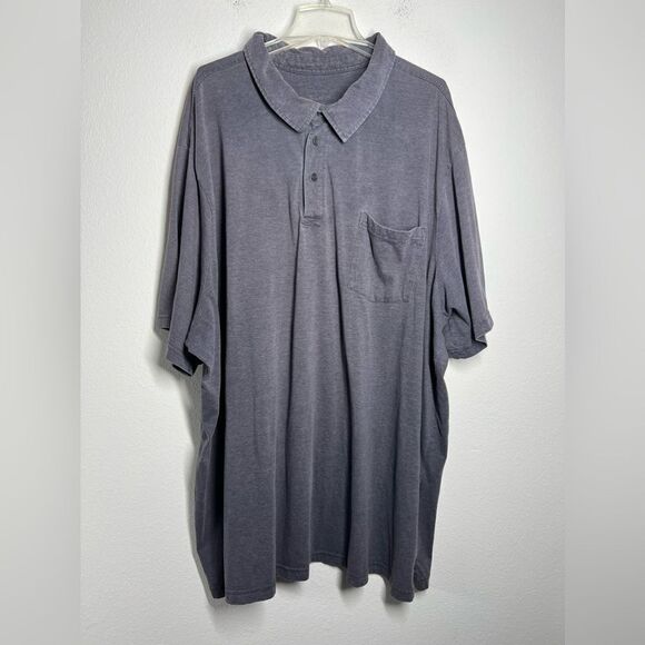 George Washed Jersey Polo W/Pocket Men's Size 6XL Gray - Picture 1 of 11
